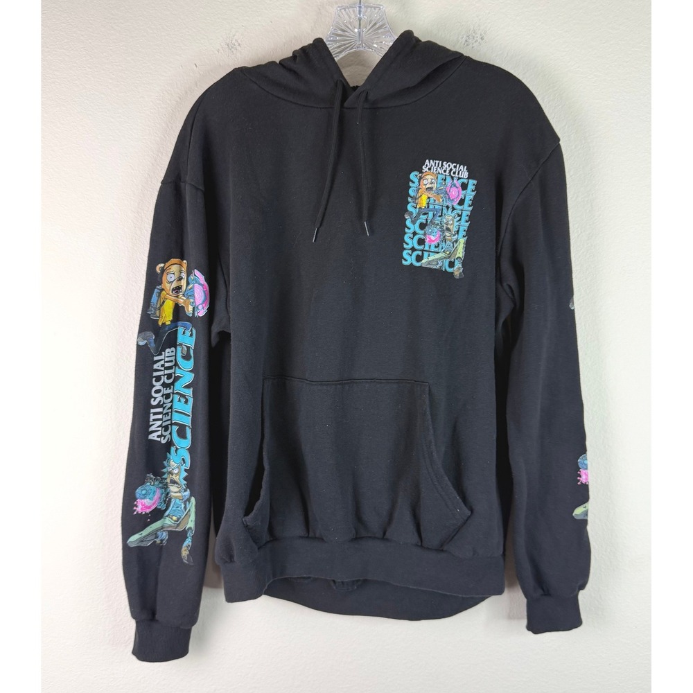 Fresh Laundry Hoodie Mens Medium Anti Social Science Club Rick and Morty Black